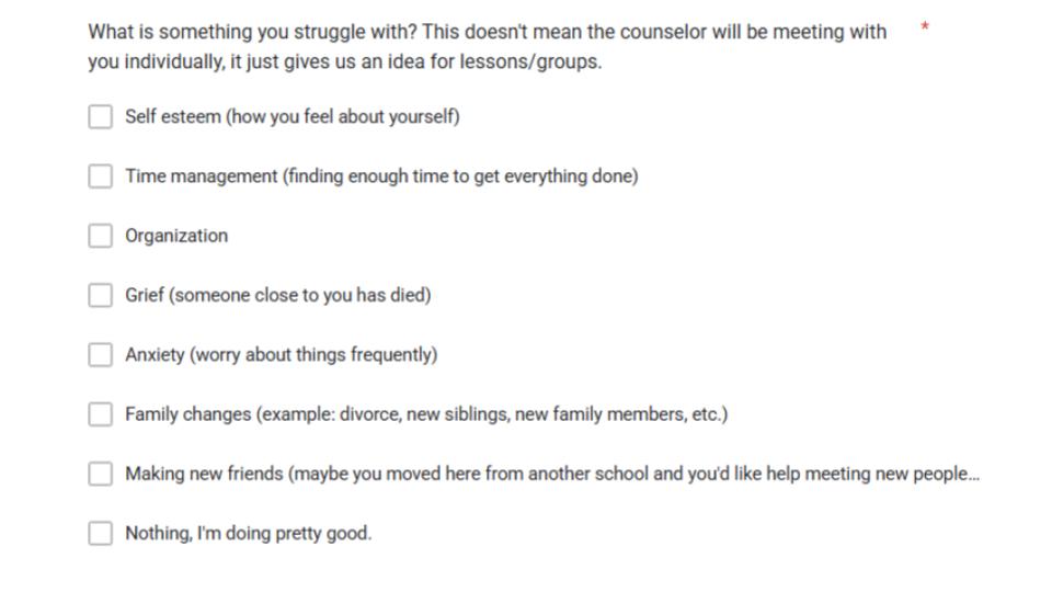 Counseling Student Needs Assessment